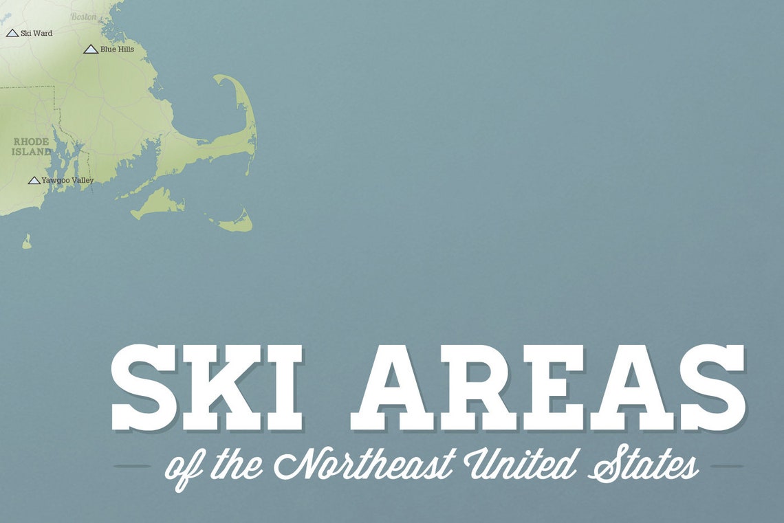 Northeast Ski Resorts Map PREMIUM FRAMED 24x36 Poster Etsy