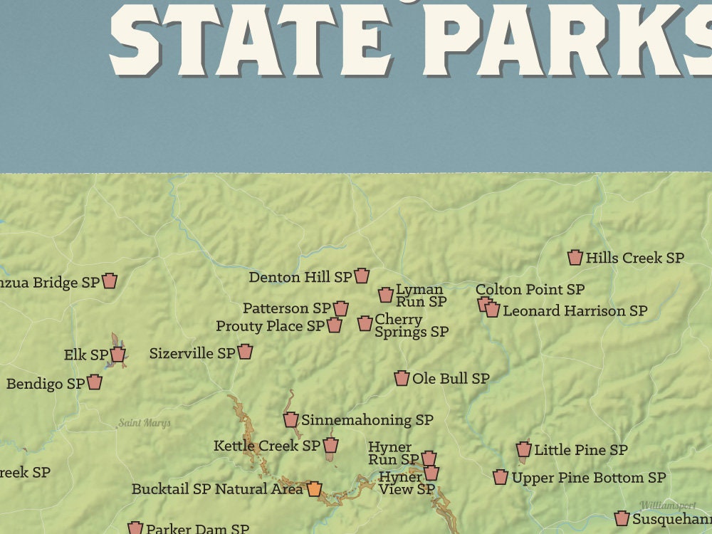 Pennsylvania State Parks Map 18x24 Poster Etsy UK