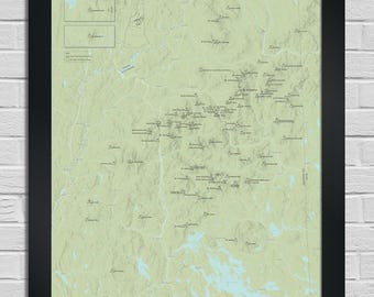 New Hampshire 4000 voetteksten + '52 with a view' kaart 24 x 36 poster