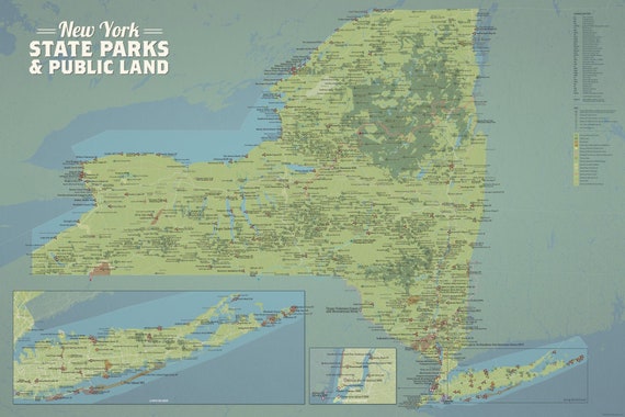 Map Of New York State Parks New York State Parks & Public Lands Map 24X36 Poster | Etsy Uk