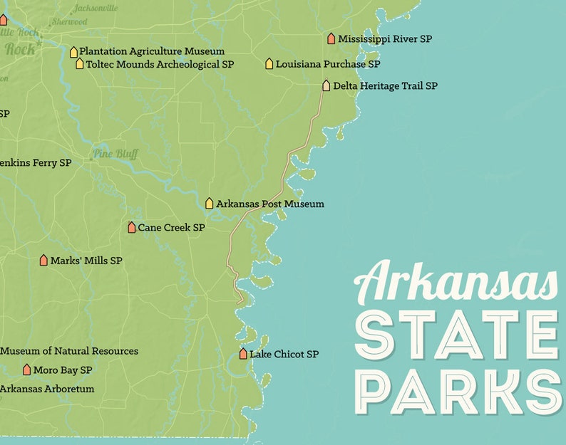 Arkansas State Parks Map 11x14 Print