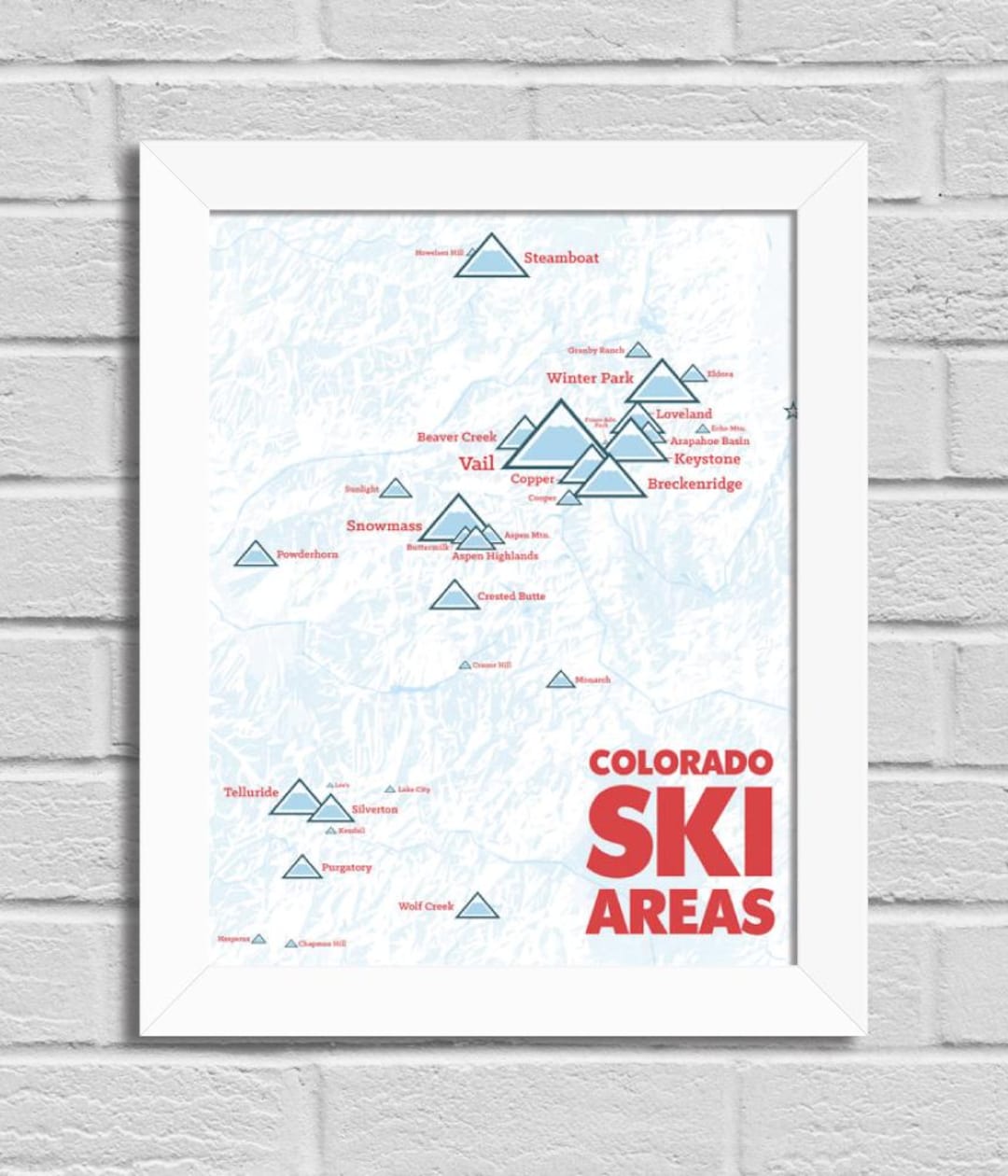 Colorado Ski Resorts Map 11x14 Print - Etsy