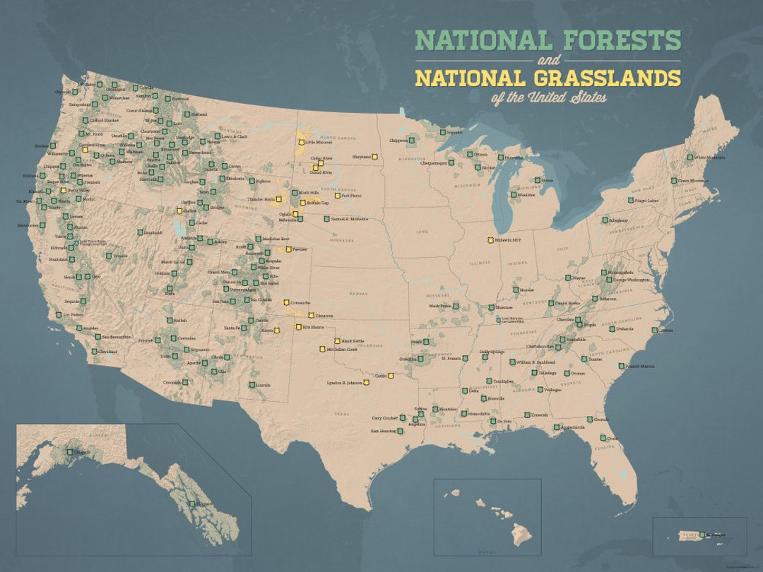 US National Forests Map 18x24 Poster Etsy Il 1080xN.1632114951 59n7