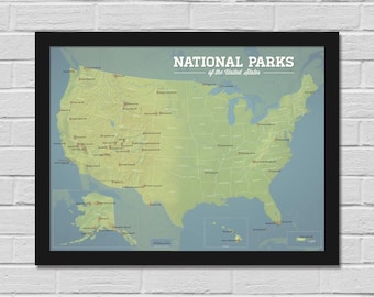 US National Parks Map 18x24 Poster