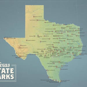 Texas State Parks Map 18x24 Poster