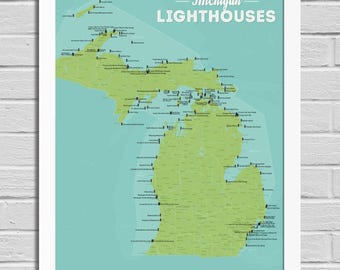 Michigan Lighthouses 18x24 Poster