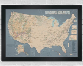 US National Parks & Complete Interagency Federal Lands Map | USA Travel Poster | 24x36 or 36x54