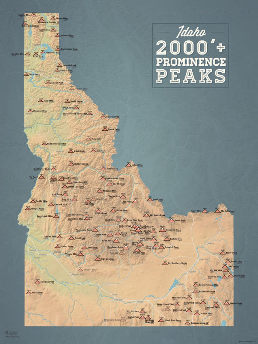 Idaho Prominent Peaks Map 18x24 Poster Etsy Il 1080xN.1253969420 2n6g
