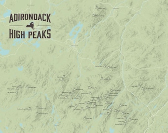 Adirondack High Peaks Map 18x24 Poster
