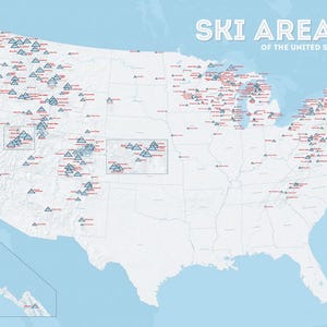 US Ski Resorts Map 24x36 Poster - Etsy