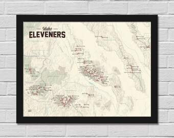 Idaho 11ers Map 18x24 Poster