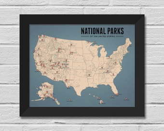 US National Parks Map 11x14 Print