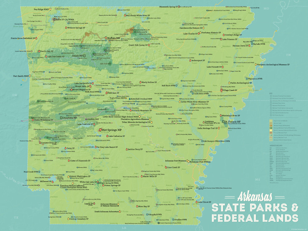 Arkansas State Parks & Federal Lands Map 18x24 Poster - Etsy
