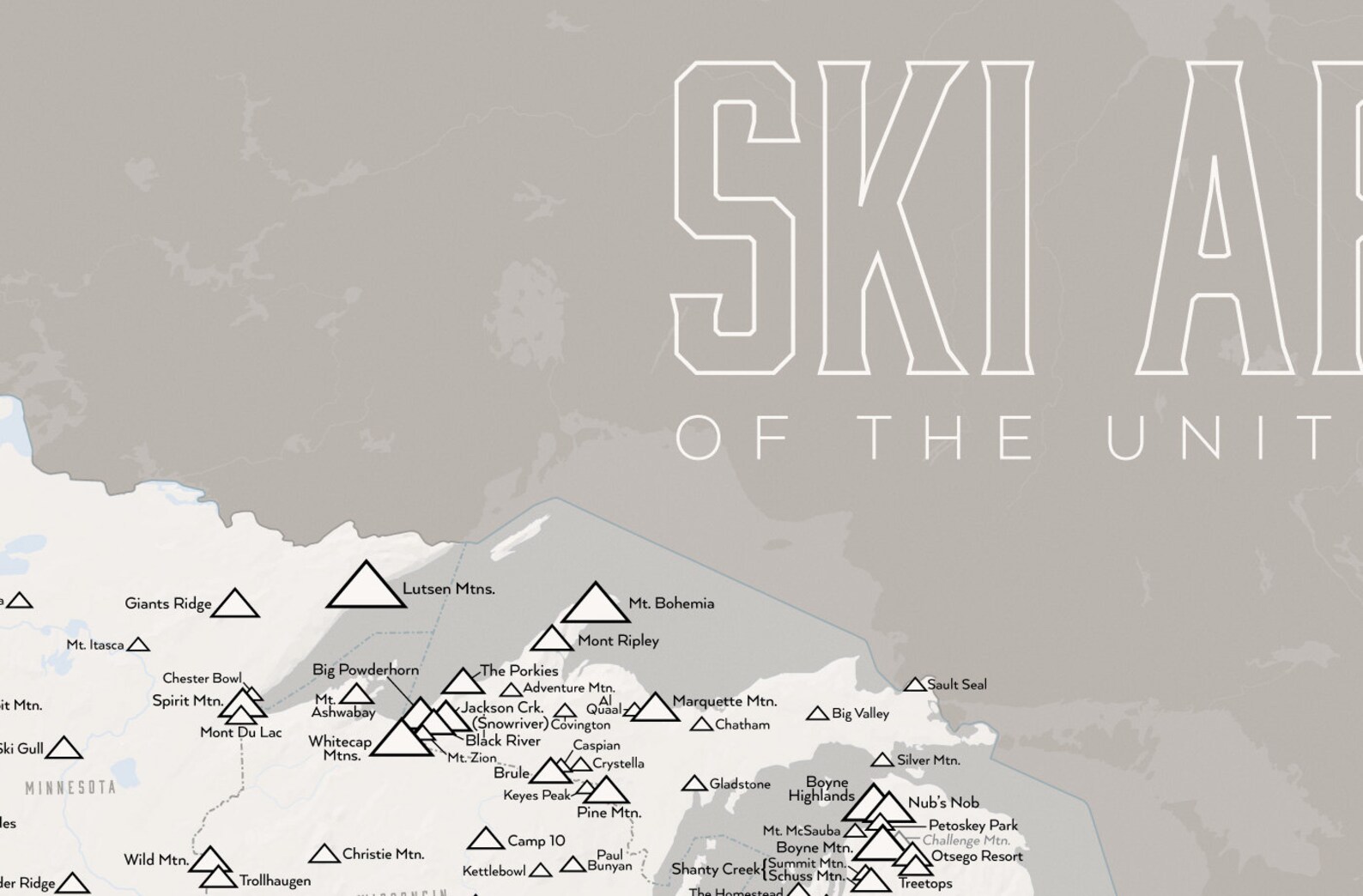 US Ski Resorts Map 24x36 Poster - Etsy
