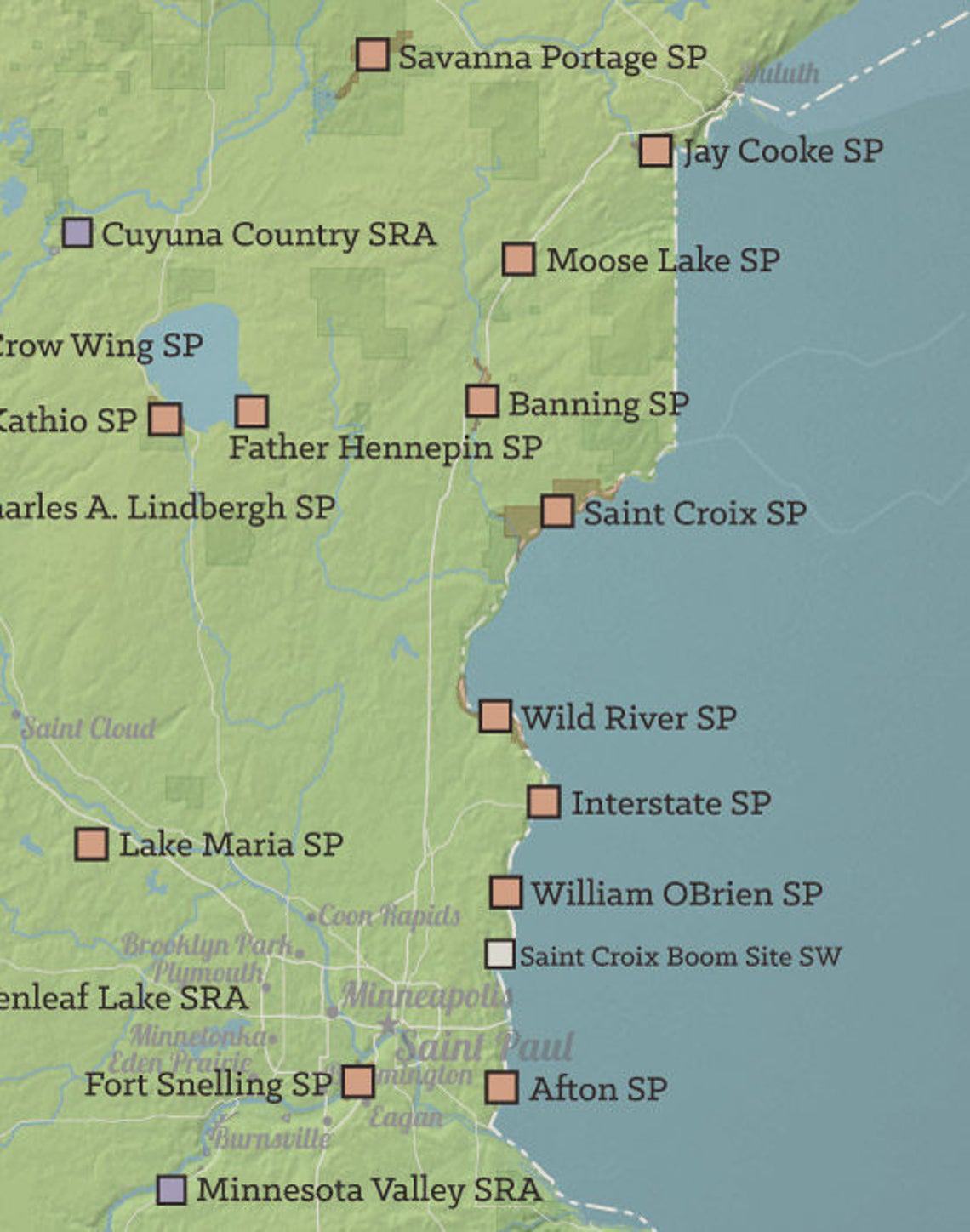 Minnesota State Parks Map 11x14 Print | Etsy