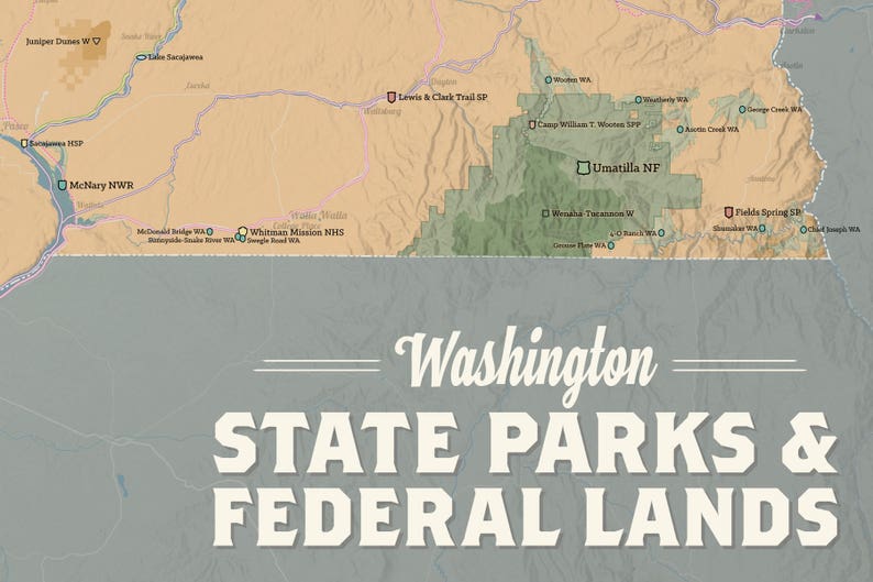 Washington State Parks & Federal Lands Map 24x36 Poster Etsy