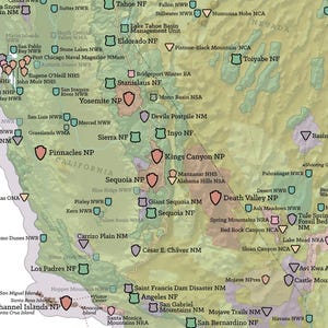 May include: A detailed map of the western United States, highlighting national parks, forests, and other protected areas. The map uses a variety of colors and symbols to represent different locations and designations.