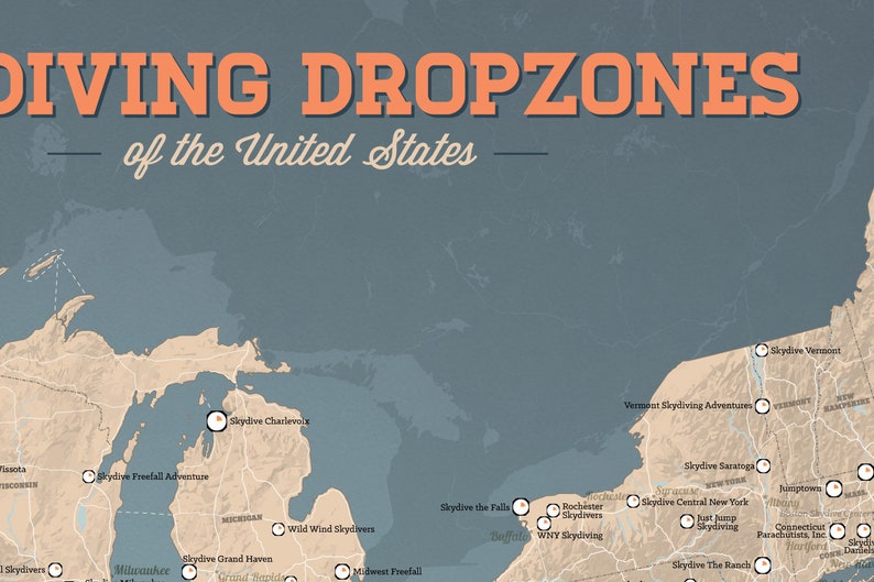 US Skydiving Dropzones Map 24x36 Poster image 3