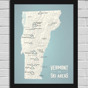 Vermont Ski Resorts Map 18x24 Poster