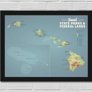 Hawaii State Parks & Federal Lands Map 18x24 Poster