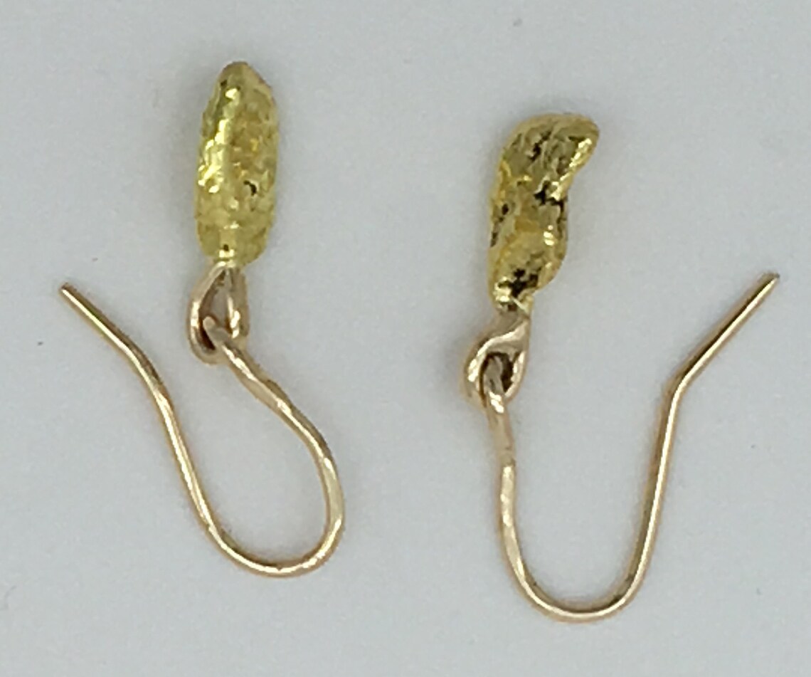 24K natural gold nugget earrings w/18K ear wires Etsy