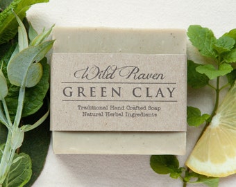 Green Clay Soap Bar // Handmade with All Natural Herbal Ingredients