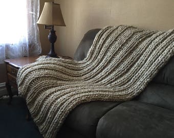 KNITTING PATTERN Chunky Knit Blanket • Knit Blanket Pattern • Chunky Blanket Pattern • Beginner Knit Blanket Pattern • Afghan Pattern