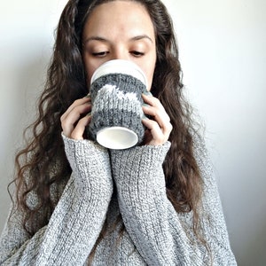 KNITTING PATTERN Knit Coffee Cozy Sleeve Pattern Coffee Cozy Knit Pattern Tea Cozy Starbucks Pattern Smoky Mountains Coffee Cozy image 2