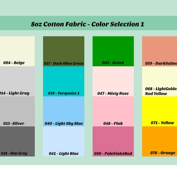 Fabric Color Selection (8oz Cotton) - for Dog Crate Cover