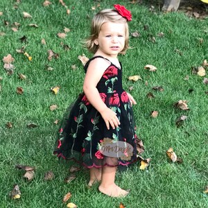 Black Lace Toddler Christmas Dress With Red Roses/baby Girl - Etsy