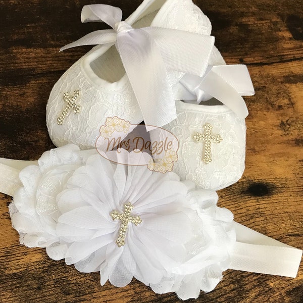Baptism Shoes, Baby slippers for baptism dress, goddaughter gifts, soft sole baby shoes, knitted baby booties, toddler shoes for girls