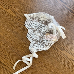 christening bonnet, baby girl bonnet, baby girl lace bonnet, baptism bonnet, baby girl baptism lace bonnet, bonnet, baby blessing hats image 1