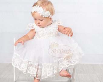 Baptism dress for baby girl, Toddler lace dress, Lace baptism dress, Christening dress for baby girl, First communion dress