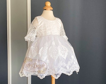 Baptism dress for baby girl, Toddler lace dress, Lace baptism dress, Christening dress for baby girl, First communion dress