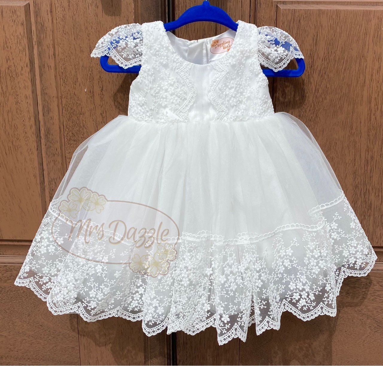 chinese dress ladies All Lace Girls Dress with V Back & Bow and Rhinestone Trim 14 / Champagne