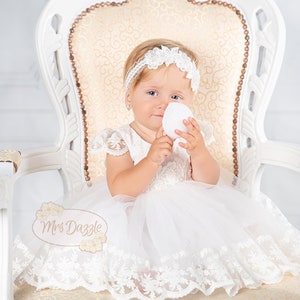 Baptism dress for baby girl, Toddler lace dress, Lace baptism dress, Christening dress for baby girl, First communion dress image 4