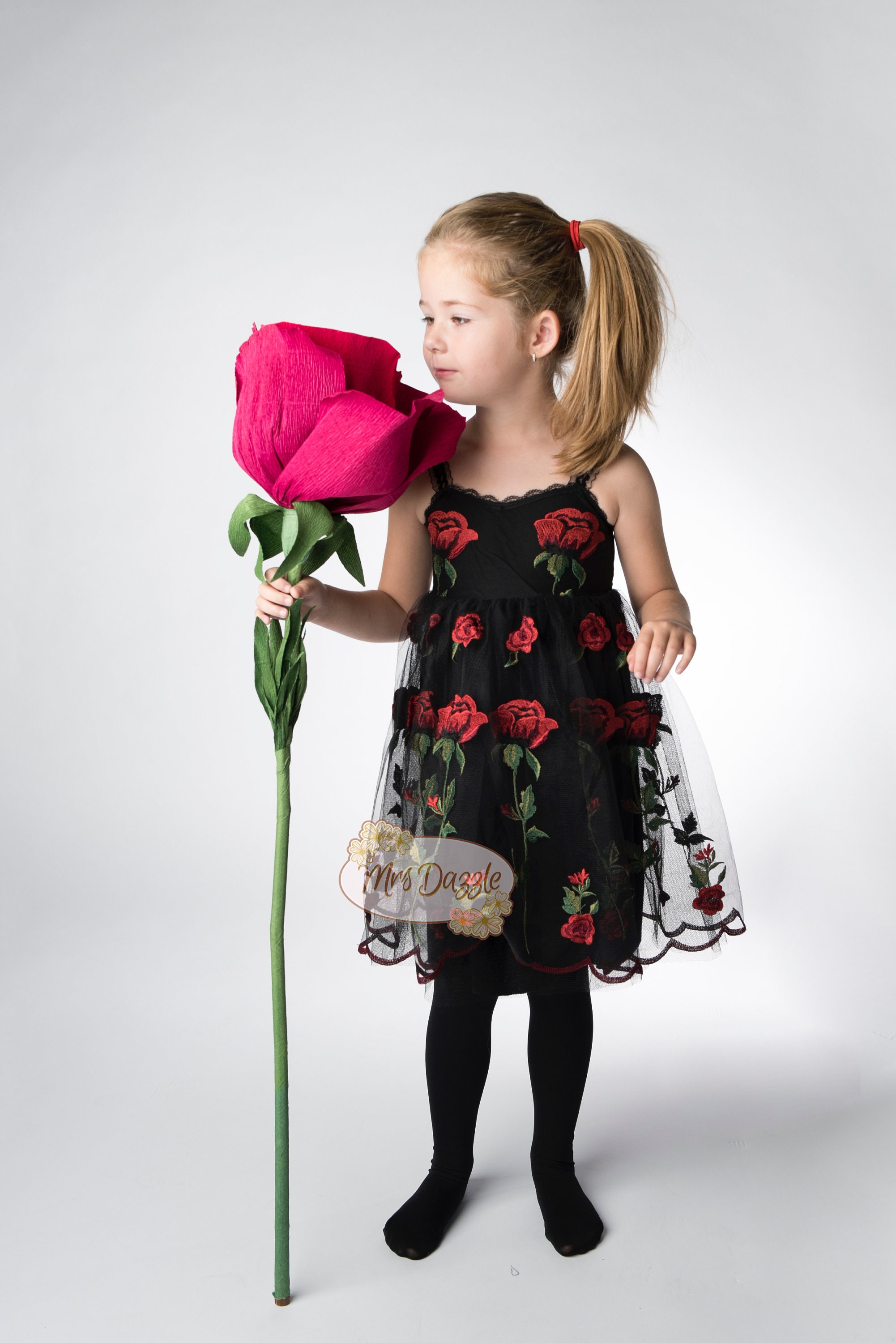 black red roses dress