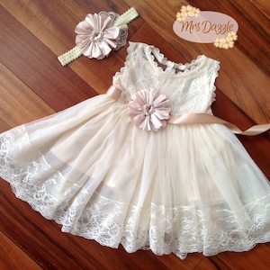 Flower girl dress,champagne flower girl dress,lace flower girl dress,country flower girl,rustic flower girl,vintage flower girl,baby dress