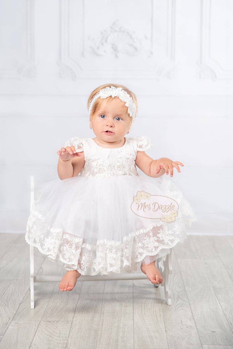 Baptism dress for baby girl, Toddler lace dress, Lace baptism dress, Christening dress for baby girl, First communion dress image 8