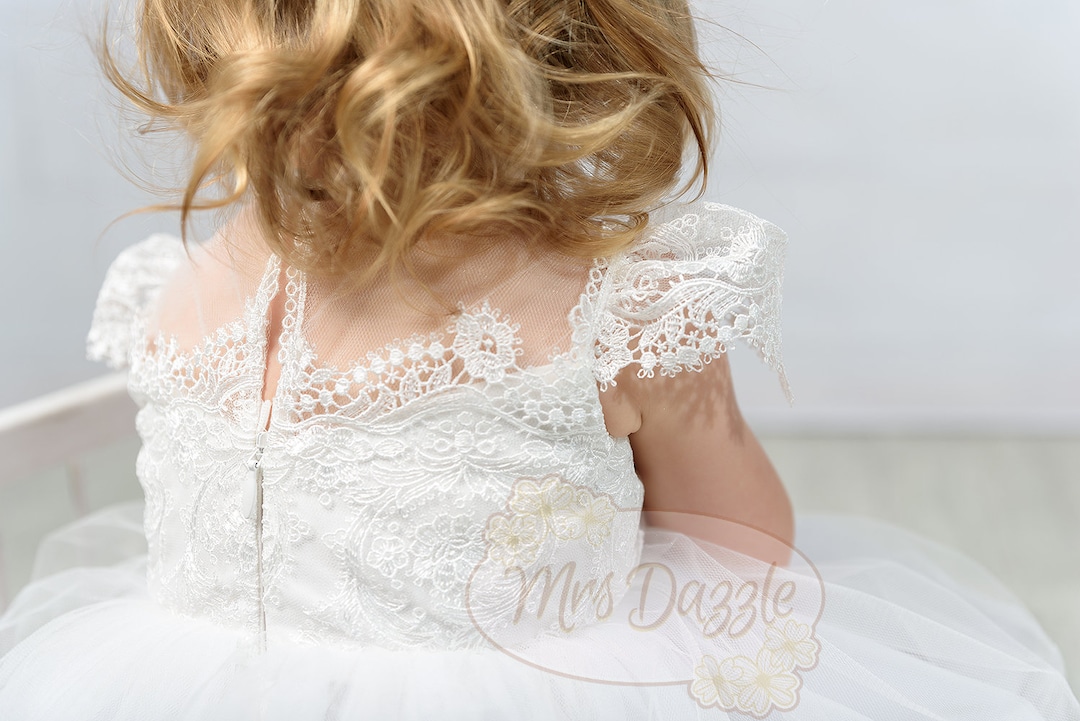 Vestido de niñas de flores, vestido de niña de flores blancas