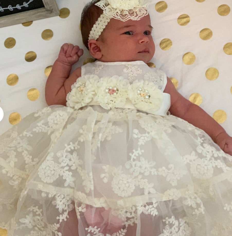 Baptism dress for baby girl, Toddler lace dress, Lace baptism dress, Christening dress for baby girl, First communion dress