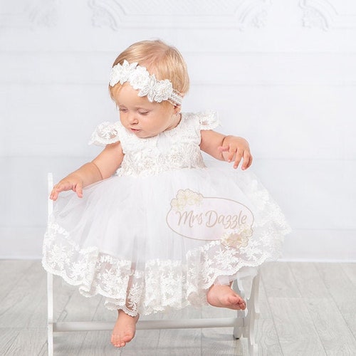 Baby Girl Baptism Christening Flower Girl Dress Etsy