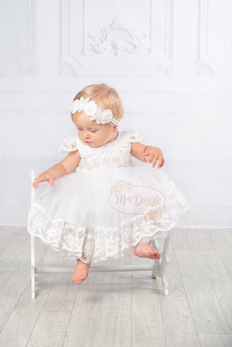 Baptism dress for baby girl, Toddler lace dress, Lace baptism dress, Christening dress for baby girl, First communion dress image 1