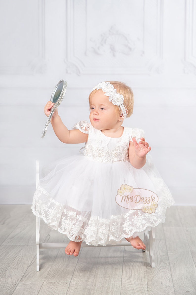 Baptism dress for baby girl, Toddler lace dress, Lace baptism dress, Christening dress for baby girl, First communion dress image 10