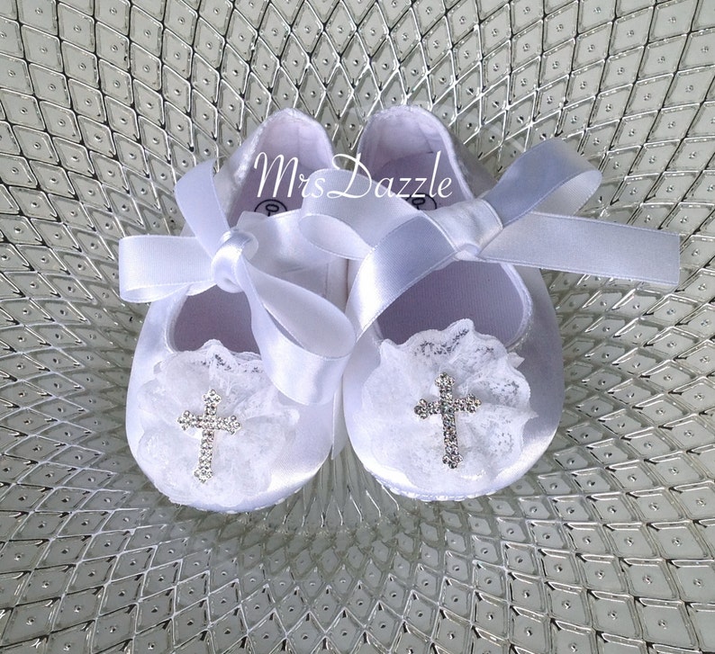 White Baby Christening Shoes Satin Baby Baptism Shoesbaby Etsy