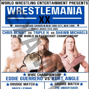 WWE WrestleMania XX Fight Card Wrestling Print