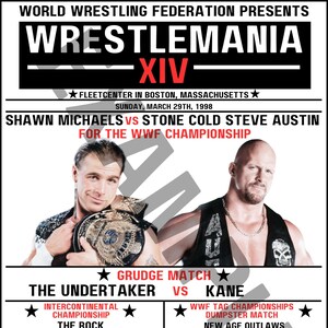 WWF WrestleMania XIV Fight Card Wrestling Print