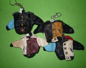mini leather jacket keychain