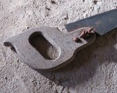 Vintage INDUSTRIAL Old HAND SAW. Rustic Tool Box. Retro Garage Wall Decor . Man Cave Gift