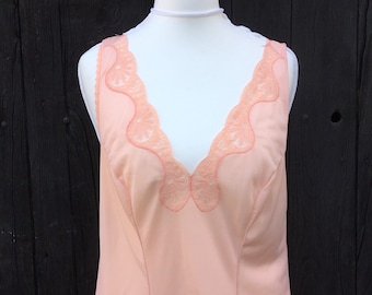 Vintage Peach Lace Slip Dress |  Unique Vintage Gift for Her